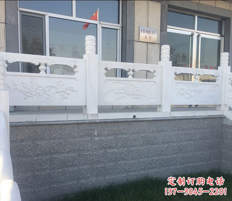 漯河别墅汉白玉栏板景观石雕 (2)