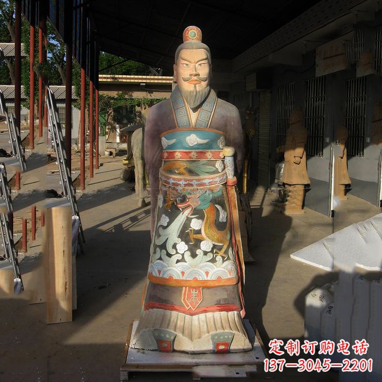 漯河玻璃钢彩绘秦始皇塑像