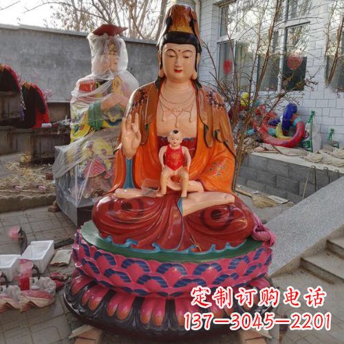 漯河玻璃钢彩绘送子观音雕塑