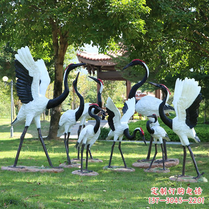 漯河玻璃钢丹顶鹤雕塑传承中华文化之美