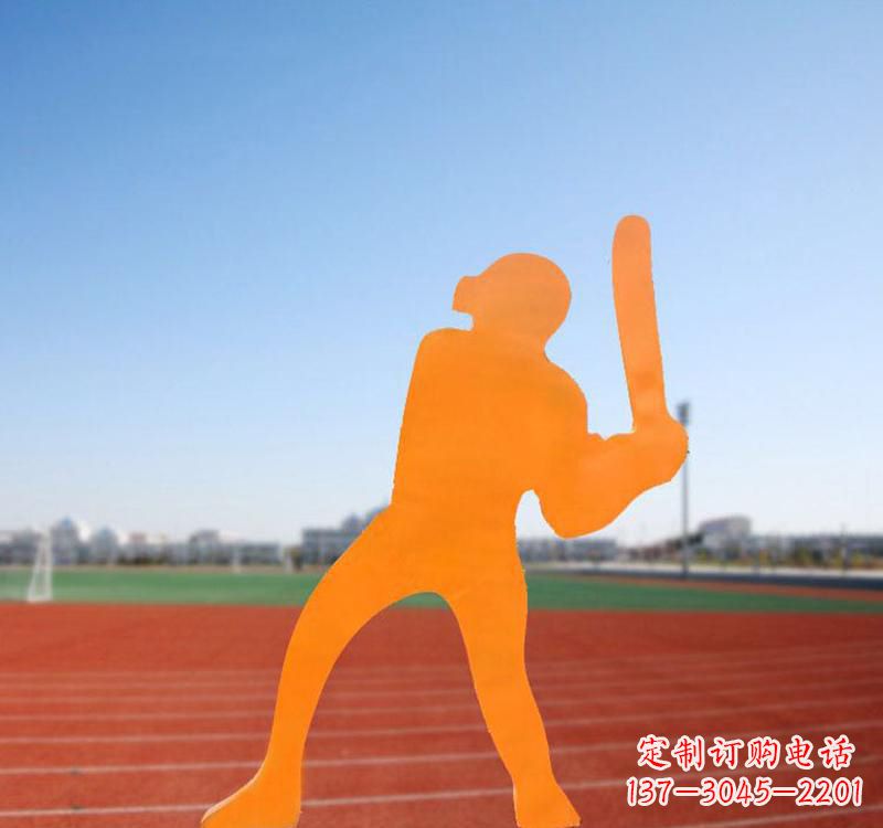 漯河不锈钢棒球运动人物雕塑