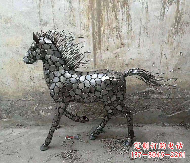 漯河不锈钢奔马动物雕塑