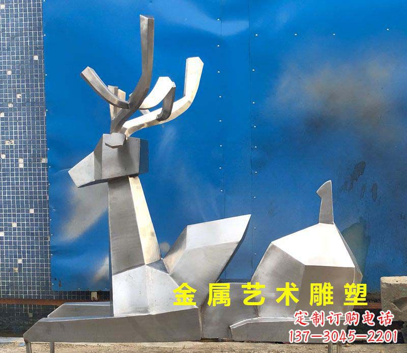 漯河不锈钢别墅几何鹿雕塑——别出心裁的艺术灵感