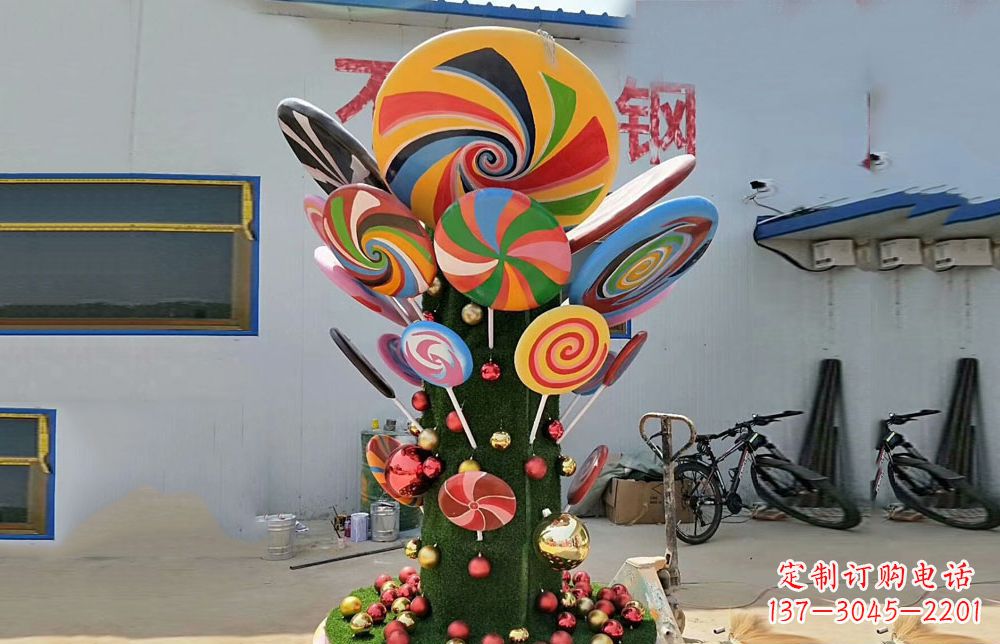 漯河不锈钢彩色棒棒糖景观雕塑