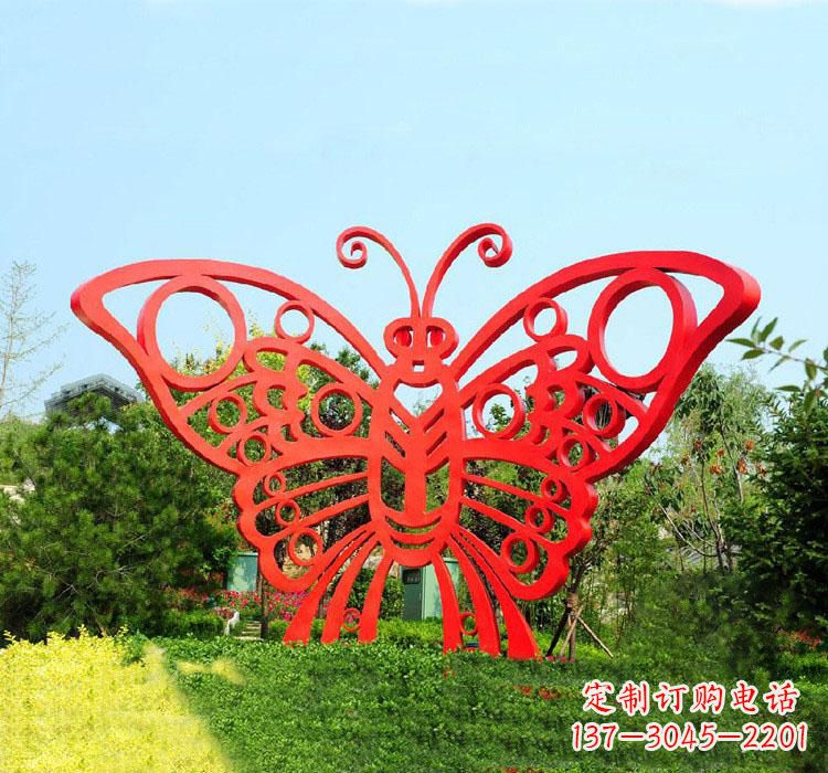 漯河不锈钢草坪蝴蝶雕塑让草坪绽放蝴蝶之美