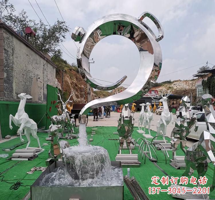 漯河不锈钢茶壶雕塑精致美观的艺术品