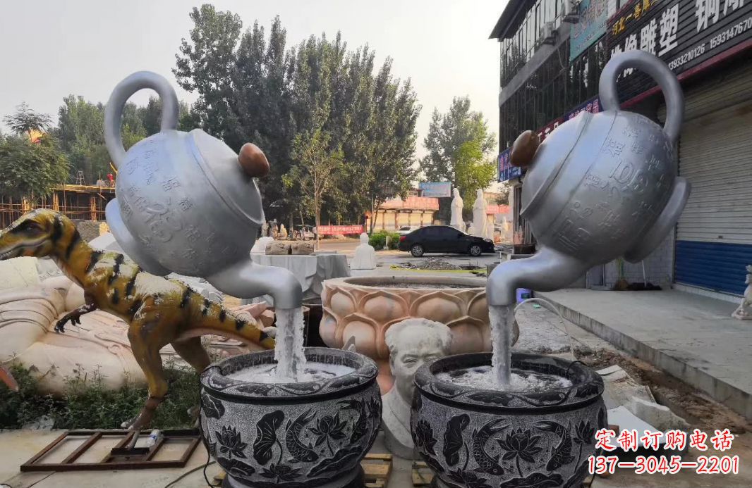漯河不锈钢茶壶喷泉雕塑