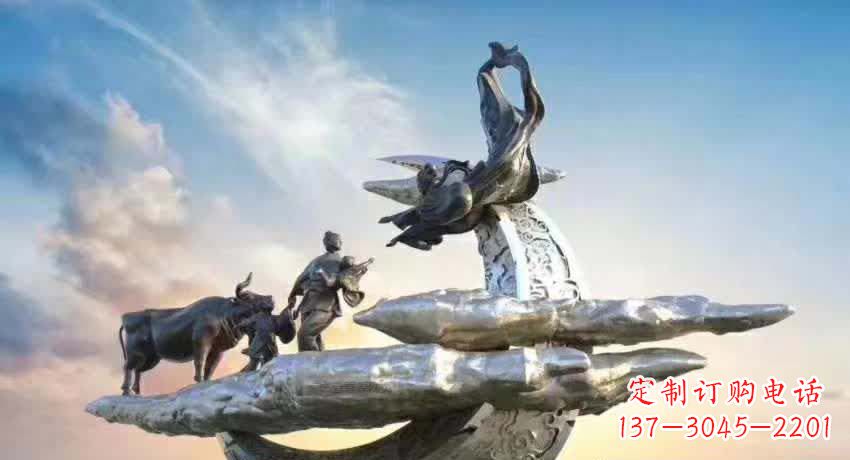 漯河不锈钢嫦娥奔月典故雕塑