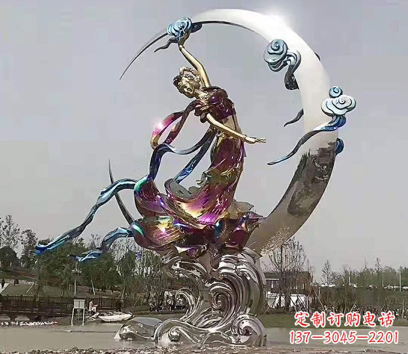 漯河不锈钢嫦娥奔月雕塑 (2)