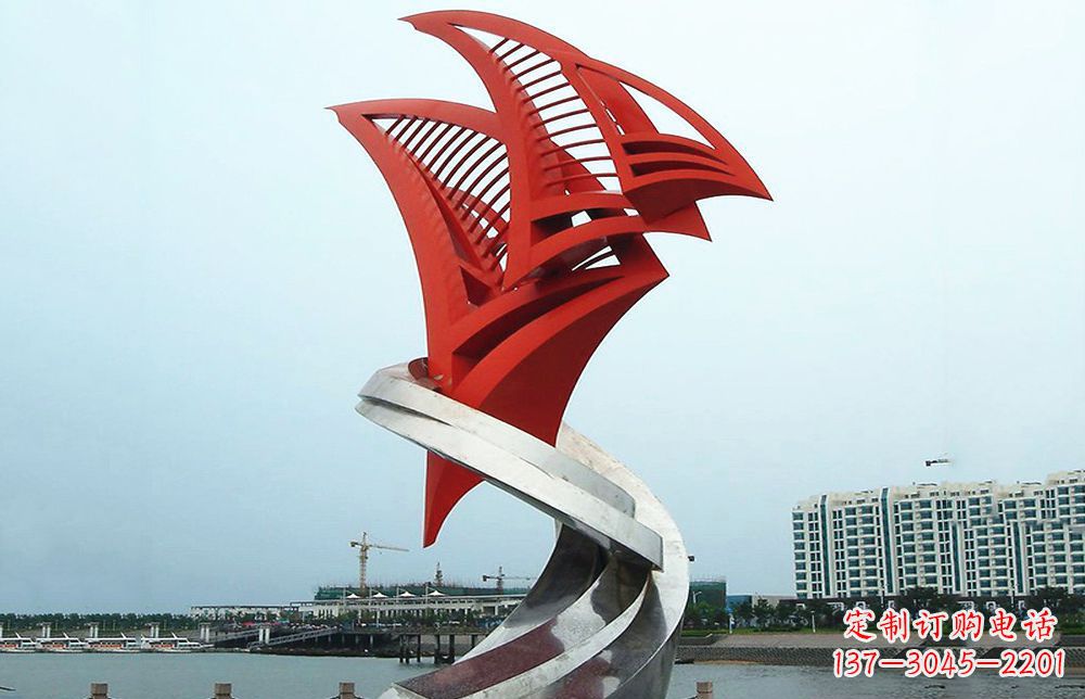漯河海洋之舟——不锈钢抽象帆船海边景观雕塑