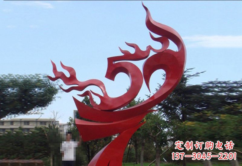 漯河不锈钢凤凰涅槃雕塑——象征着新生