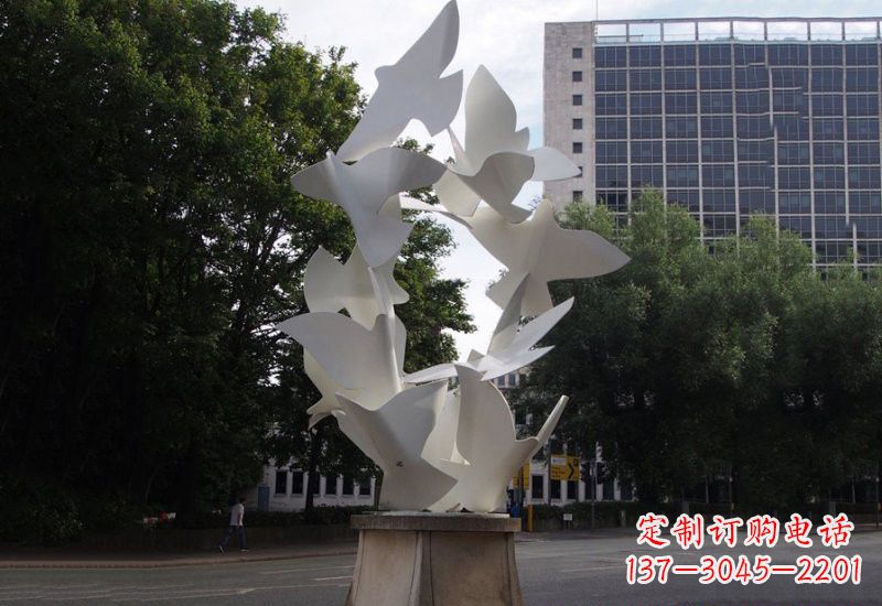 漯河美丽而宁静的不锈钢和平鸽雕塑