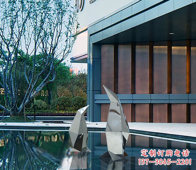 漯河不锈钢企鹅雕塑一件来自大自然的艺术品