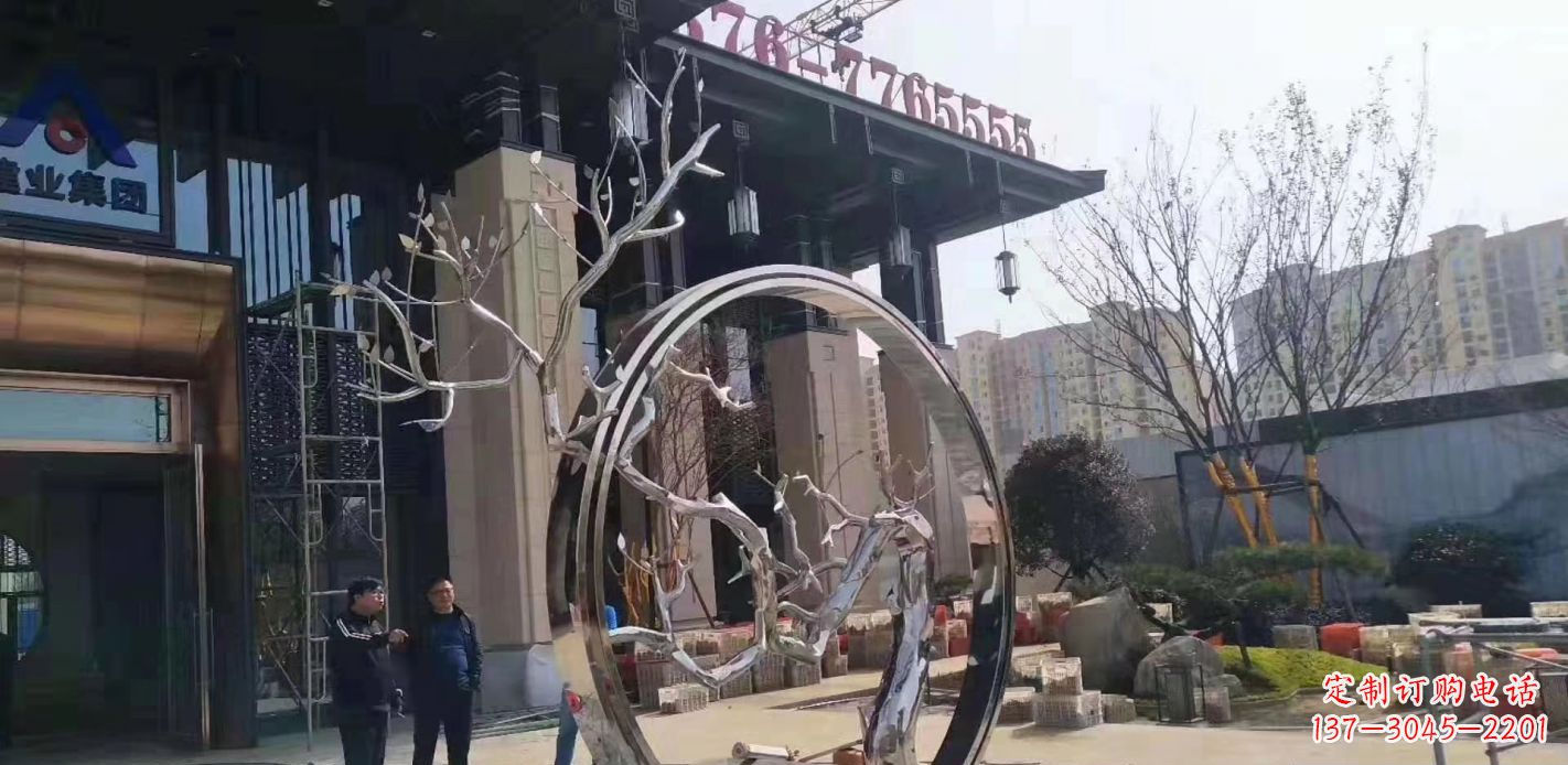 漯河不锈钢抽象镜面圆环雕塑