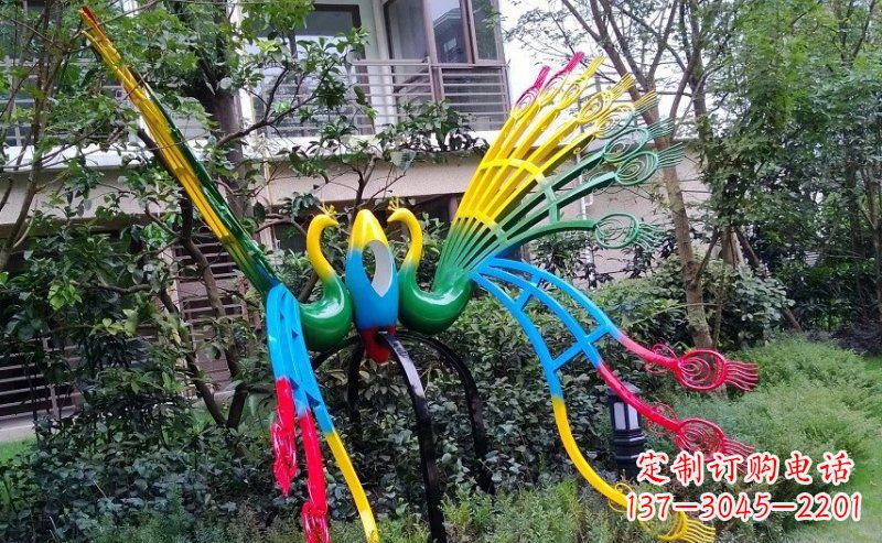 漯河不锈钢抽象孔雀雕塑 (4)