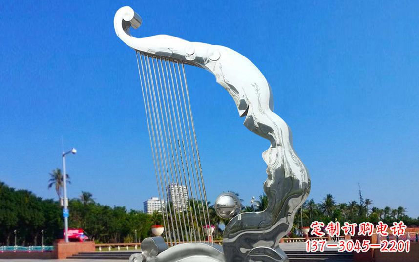 漯河不锈钢抽象竖琴广场雕塑