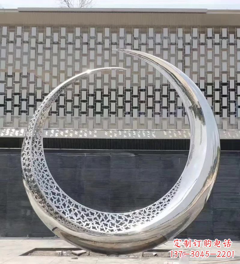 漯河不锈钢月亮雕塑精美的艺术之作