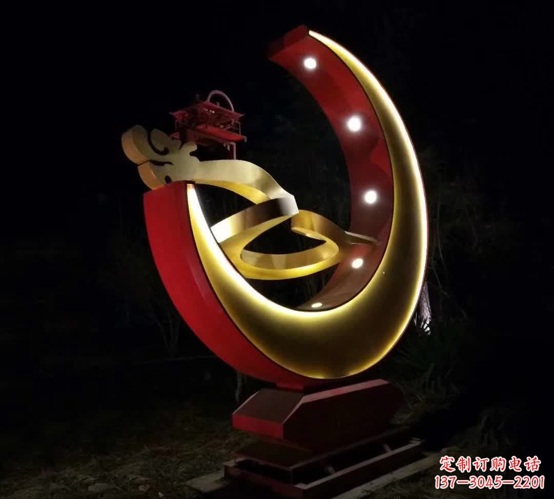 漯河不锈钢月亮雕塑静谧中的经典之美
