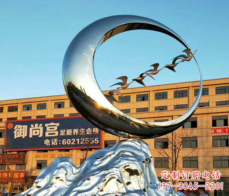 漯河不锈钢大雁雕塑精美的艺术之作