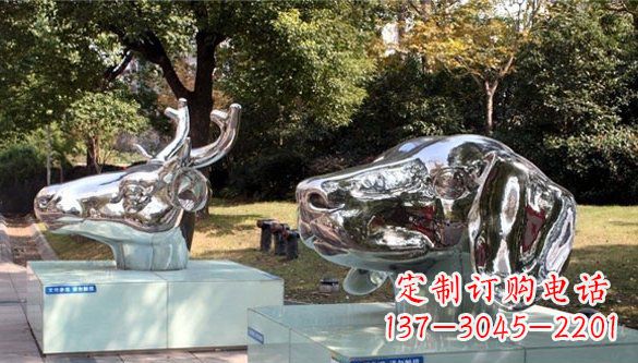 漯河动物十二生肖头像不锈钢雕塑
