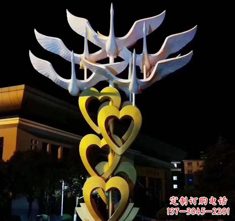 漯河不锈钢大雁雕塑象征着自由的翱翔