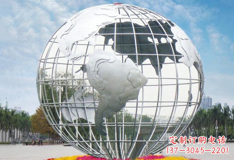 漯河不锈钢地球雕塑象征着和平与友谊