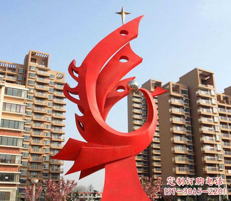 漯河凤凰雕塑不锈钢广场的精美景观