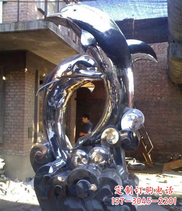 漯河不锈钢海豚美观动态的雕塑