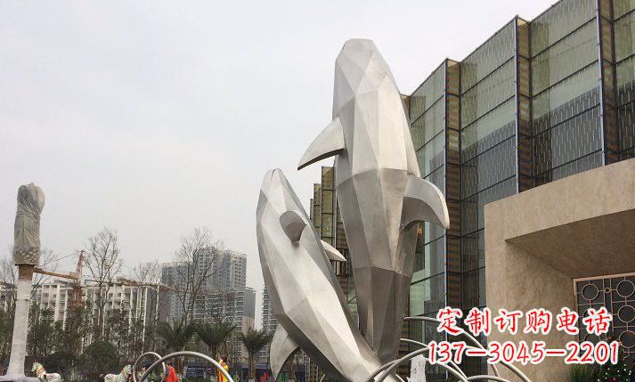 漯河不锈钢海豚喷泉雕塑精美的海洋之美