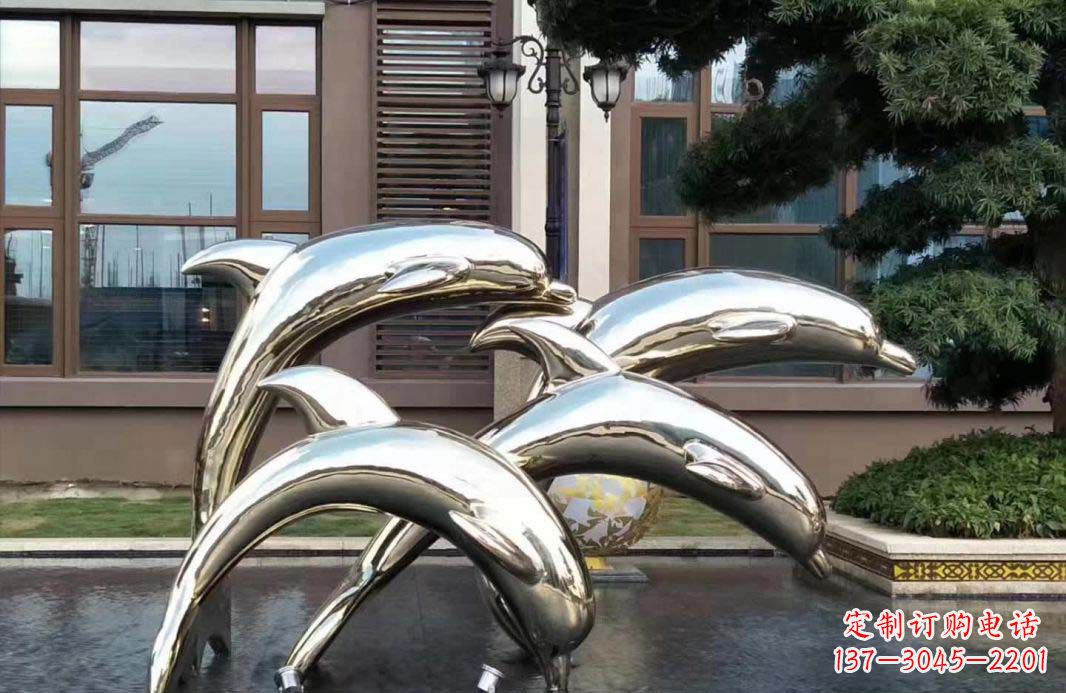 漯河不锈钢海豚跳跃雕塑精美绝伦