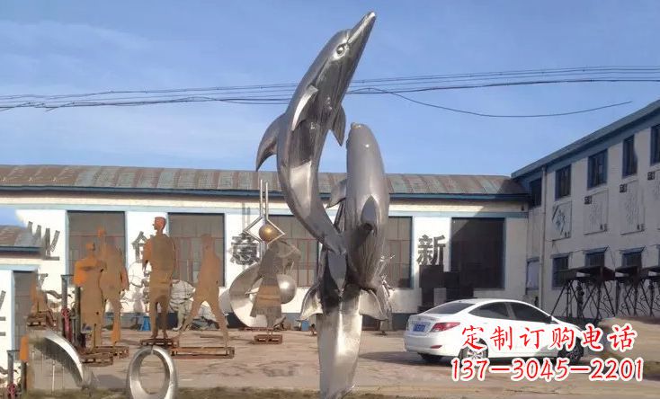 漯河不锈钢海豚嬉戏雕塑精美的艺术视觉