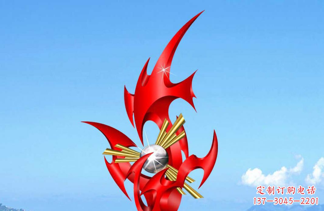漯河不锈钢火苗抽象景观雕塑给城市添彩