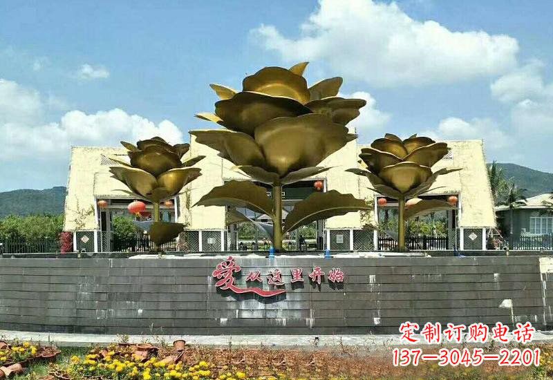 漯河不锈钢玫瑰雕塑美丽的艺术品