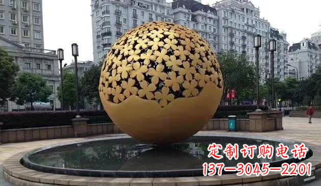 漯河不锈钢镂空球喷泉雕塑——精致美观