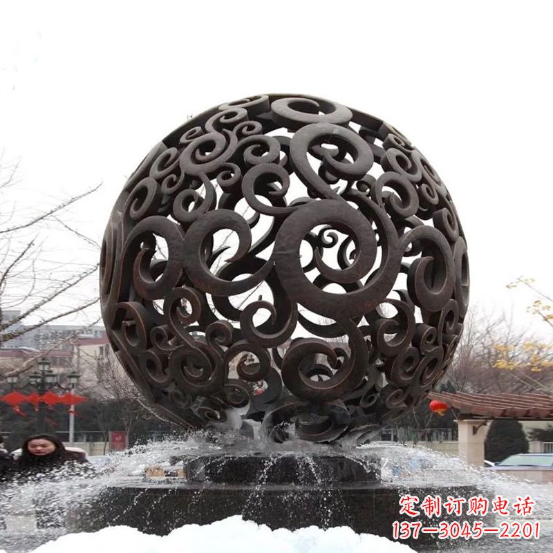 漯河不锈钢镂空球水景喷泉雕塑