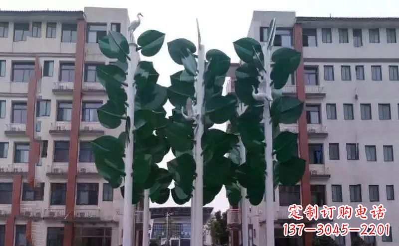 漯河浓郁绿意,不锈钢树叶雕塑