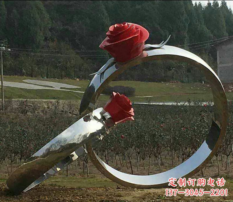 漯河不锈钢玫瑰雕塑精美的艺术珍品