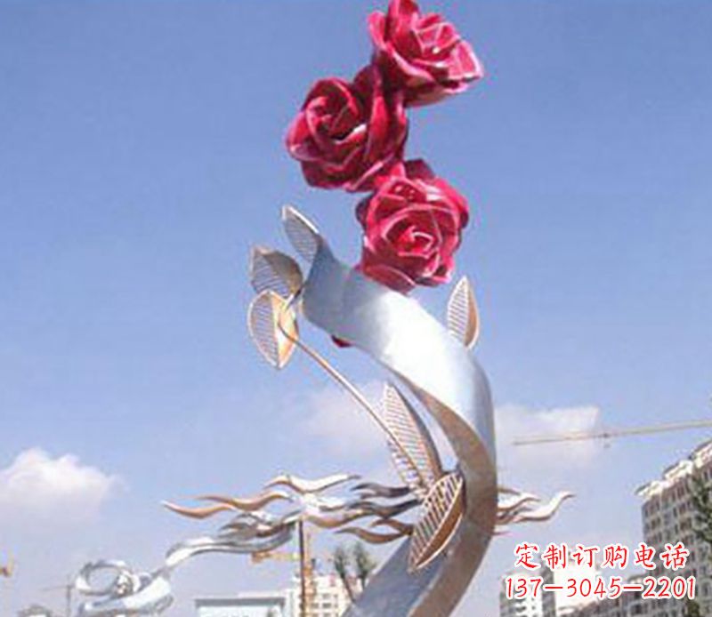 漯河不锈钢玫瑰雕塑精美的艺术品