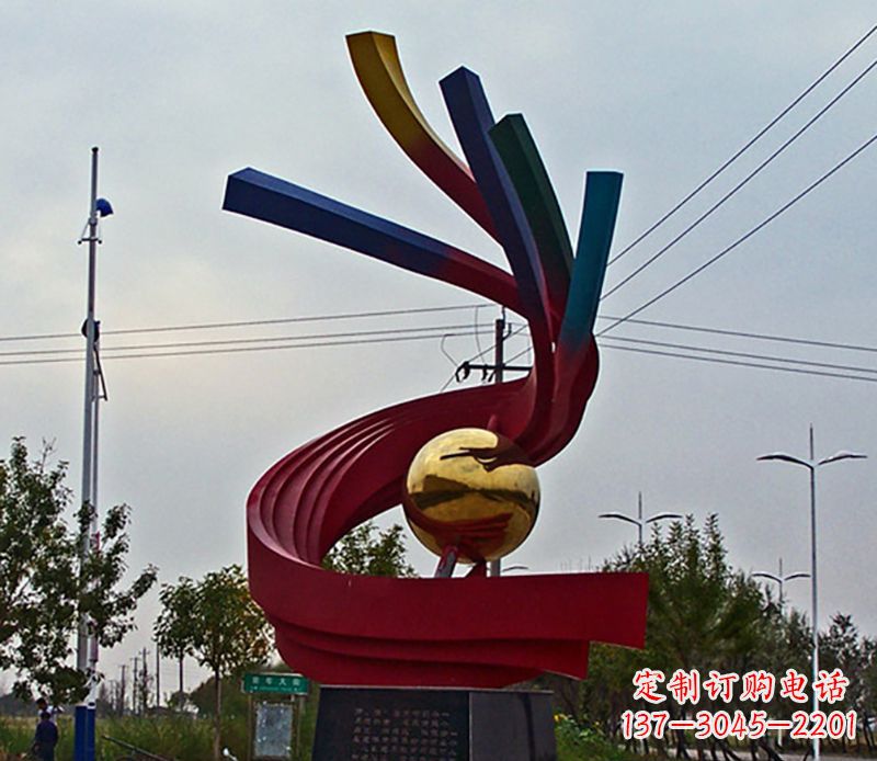 漯河不锈钢飘带雕塑艺术与自然的完美结合