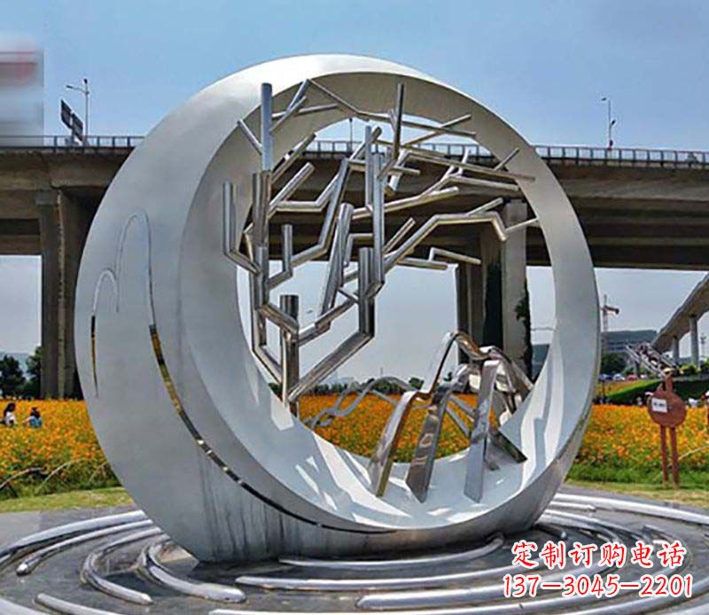 漯河不锈钢异形圆环雕塑