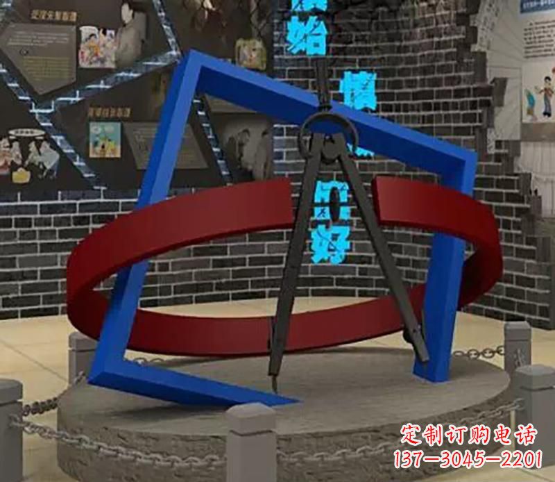 漯河不锈钢圆规雕塑实现景观美化的艺术之作