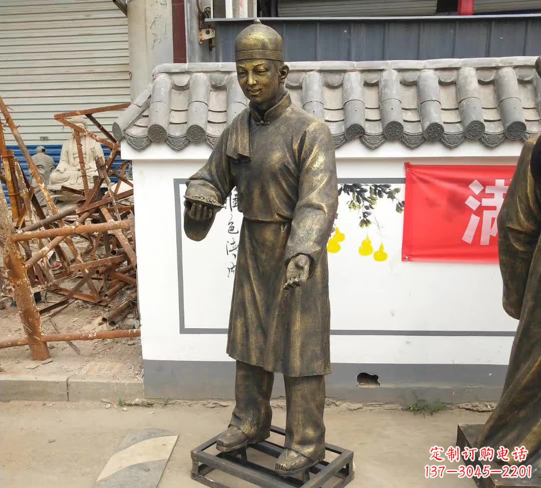 漯河传承百年店小二铜雕