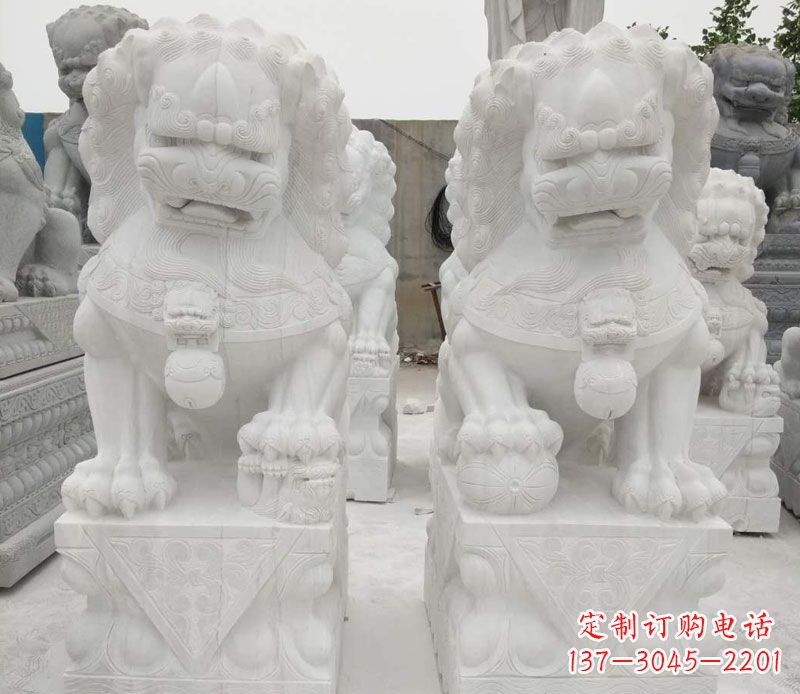 漯河踩球狮子门口镇宅石雕 (2)