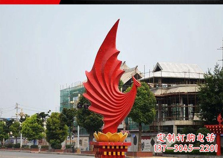 漯河城市的至高象征——不锈钢凤凰雕塑