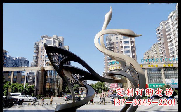 漯河城市凝聚的美丽不锈钢天鹅雕塑