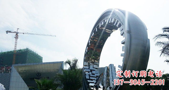 漯河美丽而优雅的不锈钢圆环雕塑