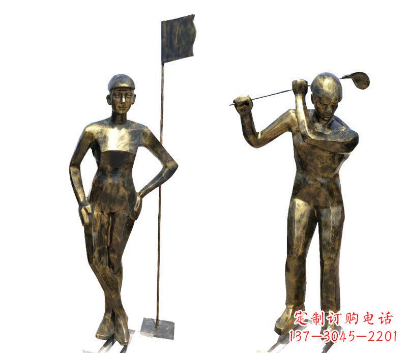 漯河打高尔夫人物广场景观铜雕摆件