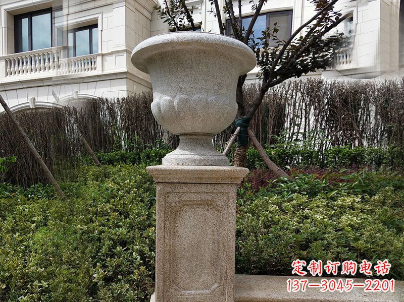 漯河大理石花钵小区花盆石雕艺术品