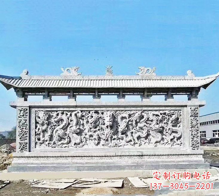 漯河精美大理石九龙壁雕塑