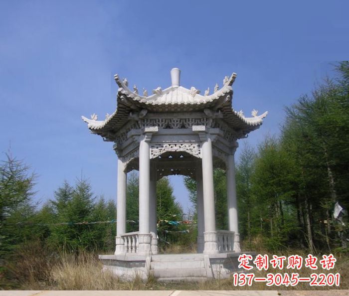 漯河精美大理石六角石凉亭雕塑